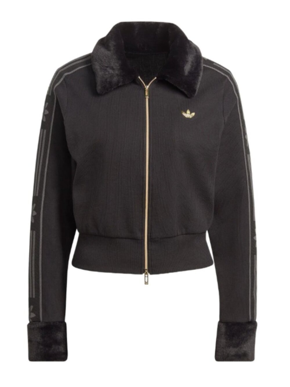 Adidas Originals Ski Chic Rib Track Jacket With Faux Fur Trim Size XS